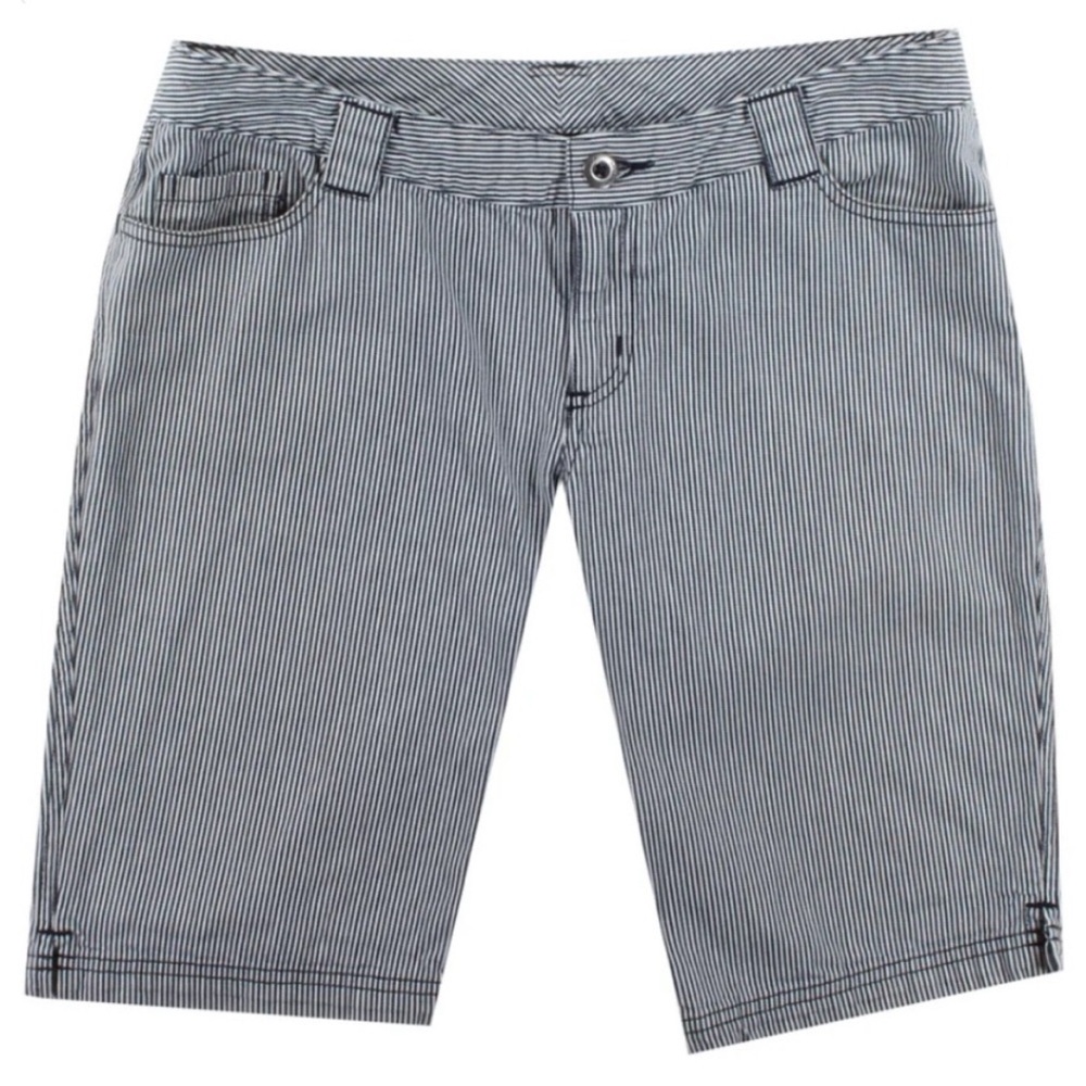 Patagonia Inga Hickory Stripe BlueBlack Organic Cotton Shorts Size 12 32” EUC